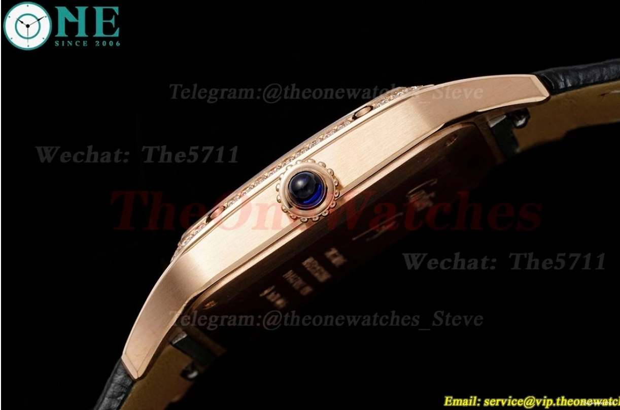 Santos RG Dumont LE Quartz AF Blk Dia Dial Silver 0228